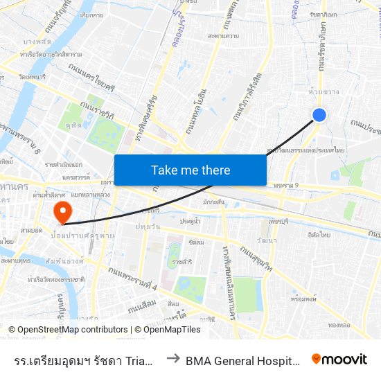 รร.เตรียมอุดมฯ รัชดา Triamudom Ratchada School to BMA General Hospital (โรงพยาบาลกลาง) map
