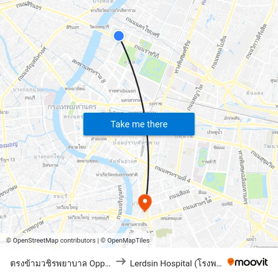 ตรงข้ามวชิรพยาบาล Opp Vajira Hospital to Lerdsin Hospital (โรงพยาบาลเลิดสิน) map