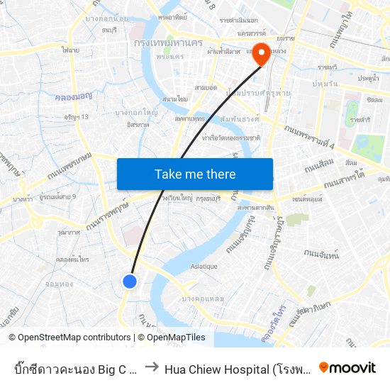 บิ๊กซีดาวคะนอง Big C  Dao Khanong to Hua Chiew Hospital (โรงพยาบาลหัวเฉียว) map