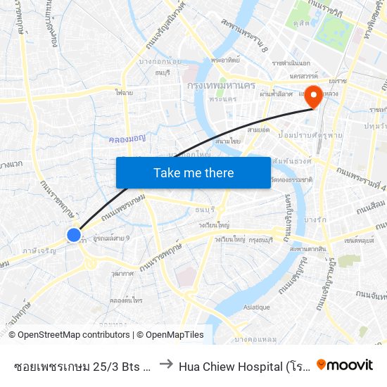 ซอยเพชรเกษม 25/3 Bts บางหว้า (ทางออก4) to Hua Chiew Hospital (โรงพยาบาลหัวเฉียว) map