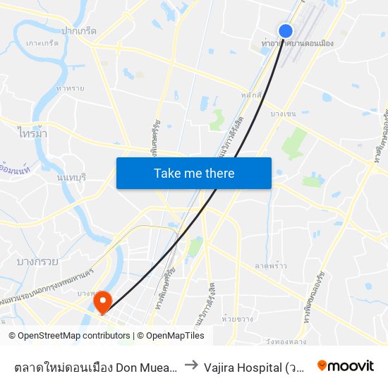 ตลาดใหม่ดอนเมือง Don Mueang New Market to Vajira Hospital (วชิรพยาบาล) map