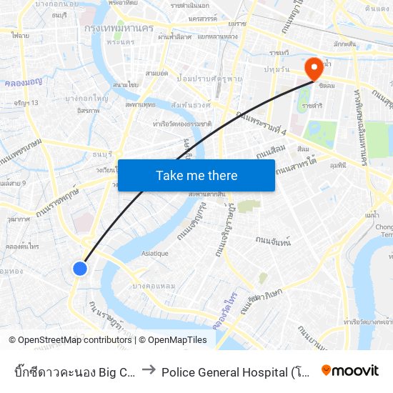 บิ๊กซีดาวคะนอง Big C  Dao Khanong to Police General Hospital (โรงพยาบาลตำรวจ) map