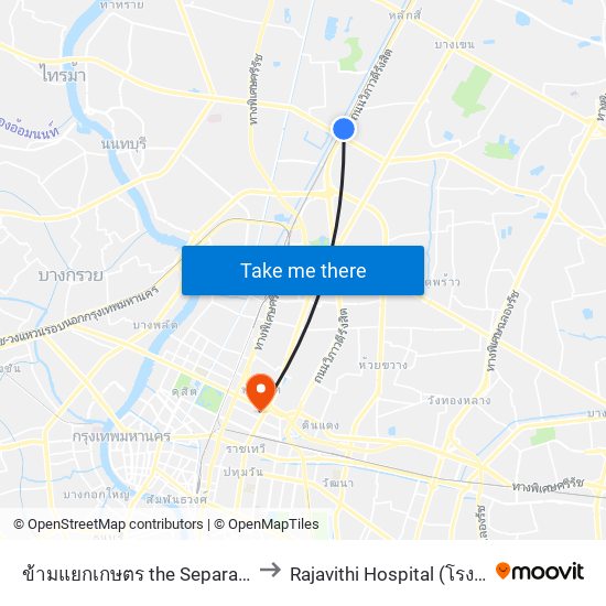 ข้ามแยกเกษตร the Separation Of Agriculture to Rajavithi Hospital (โรงพยาบาลราชวิถี) map