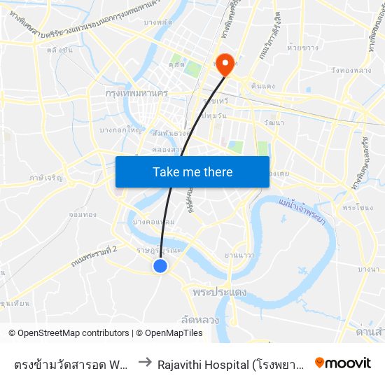 ตรงข้ามวัดสารอด WAT Sa Rot to Rajavithi Hospital (โรงพยาบาลราชวิถี) map