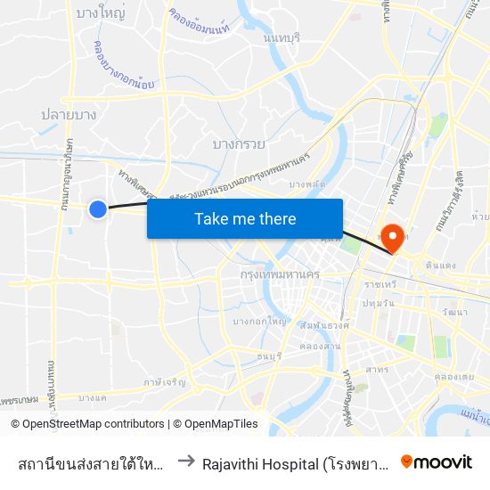 สถานีขนส่งสายใต้ใหม่(ตลิ่งชัน) to Rajavithi Hospital (โรงพยาบาลราชวิถี) map