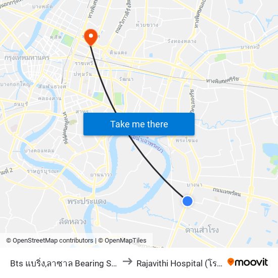 Bts แบริ่ง,ลาซาล Bearing Skytrain Station, Lasal to Rajavithi Hospital (โรงพยาบาลราชวิถี) map