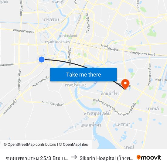 ซอยเพชรเกษม 25/3 Bts บางหว้า (ทางออก4) to Sikarin Hospital (โรงพยาบาลศิครินทร์) map