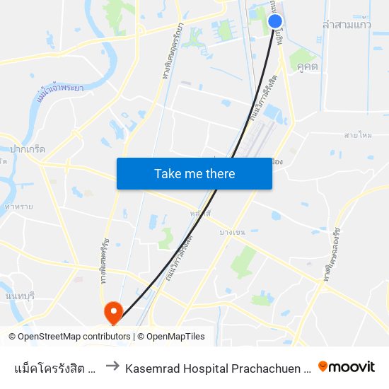 แม็คโครรังสิต Makro Rangsit to Kasemrad Hospital Prachachuen (โรงพยาบาลเกษมราษฎร์ ประ map