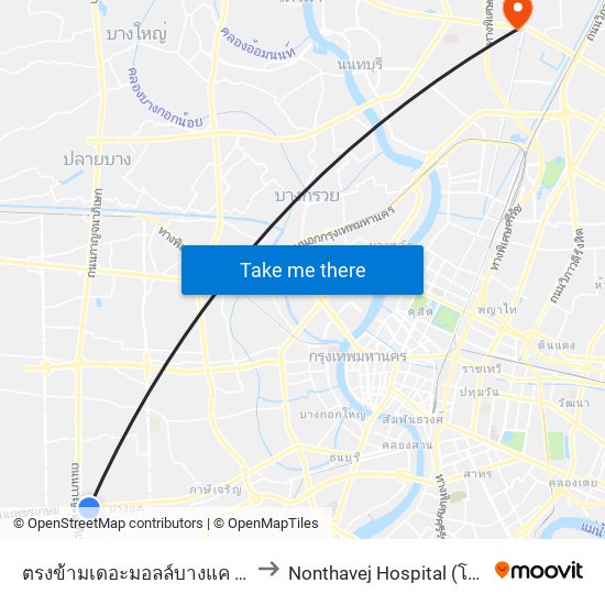 ตรงข้ามเดอะมอลล์บางแค Opp the Mall Bangkae to Nonthavej Hospital (โรงพยาบาลนนทเวช) map