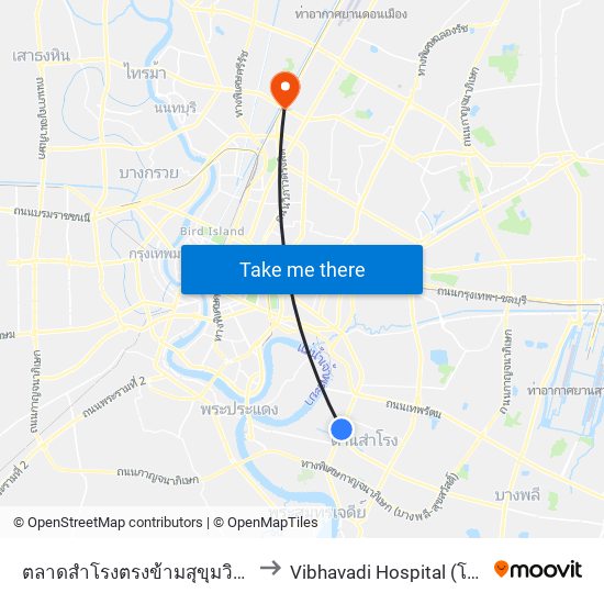ตลาดสำโรงตรงข้ามสุขุมวิท 111 Talat Samrong to Vibhavadi Hospital (โรงพยาบาลวิภาวดี) map