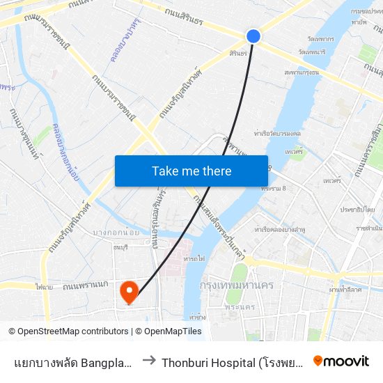 แยกบางพลัด Bangplad Junction to Thonburi Hospital (โรงพยาบาลธนบุรี) map