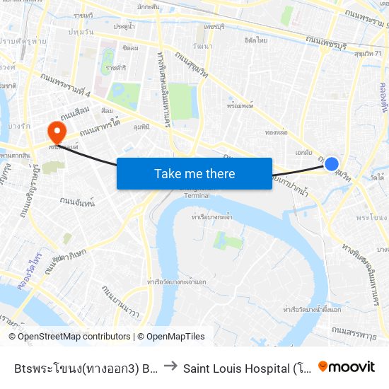 Btsพระโขนง(ทางออก3) Bts Phra Khanong (Exit 3) to Saint Louis Hospital (โรงพยาบาลเซนต์หลุยส์) map