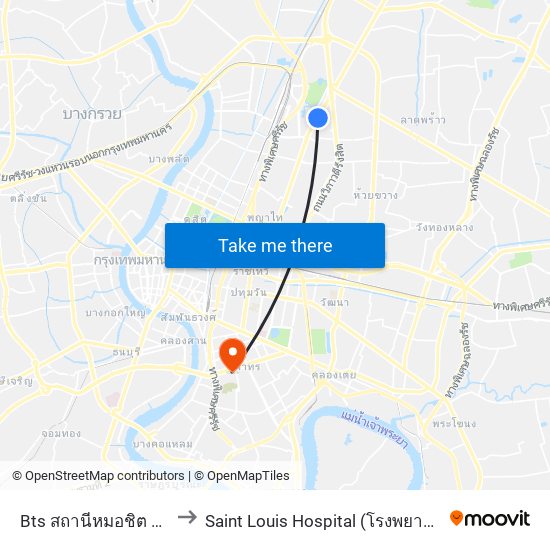Bts สถานีหมอชิต Bts Mochit to Saint Louis Hospital (โรงพยาบาลเซนต์หลุยส์) map