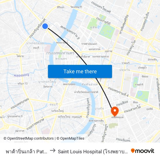 พาต้าปิ่นเกล้า Pata Pinklao to Saint Louis Hospital (โรงพยาบาลเซนต์หลุยส์) map