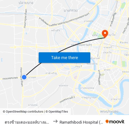 ตรงข้ามเดอะมอลล์บางแค Opp the Mall Bangkae to Ramathibodi Hospital (โรงพยาบาลรามาธิบดี) map