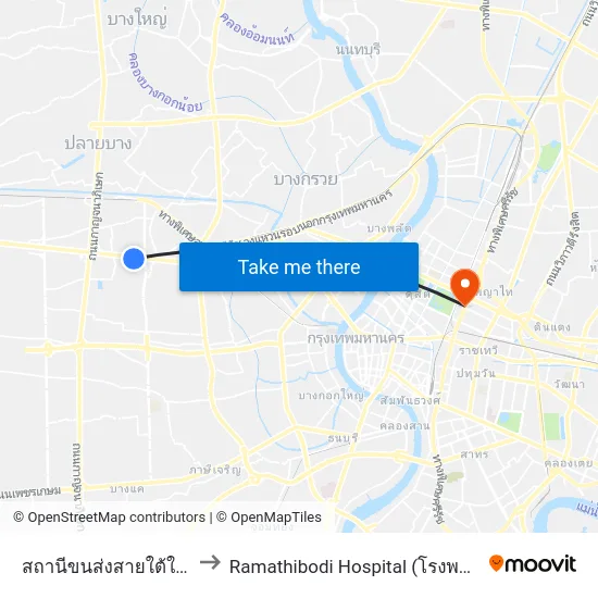 สถานีขนส่งสายใต้ใหม่(ตลิ่งชัน) to Ramathibodi Hospital (โรงพยาบาลรามาธิบดี) map