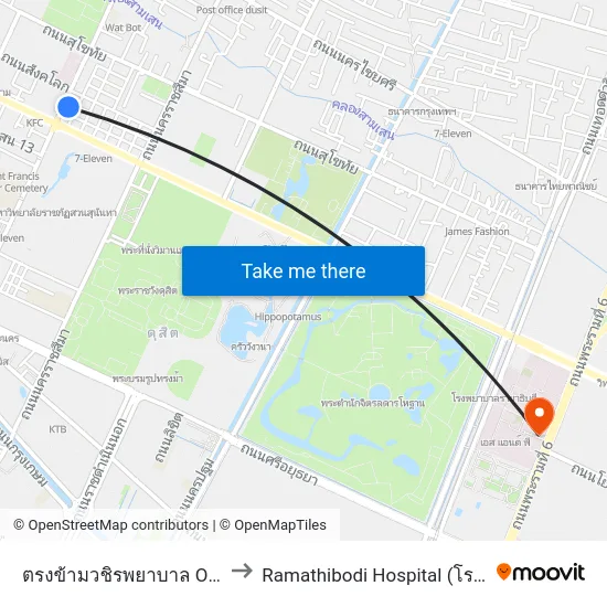 ตรงข้ามวชิรพยาบาล Opp Vajira Hospital to Ramathibodi Hospital (โรงพยาบาลรามาธิบดี) map