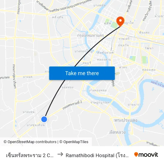 เซ็นทรัลพระราม 2 Central Rama 2 to Ramathibodi Hospital (โรงพยาบาลรามาธิบดี) map