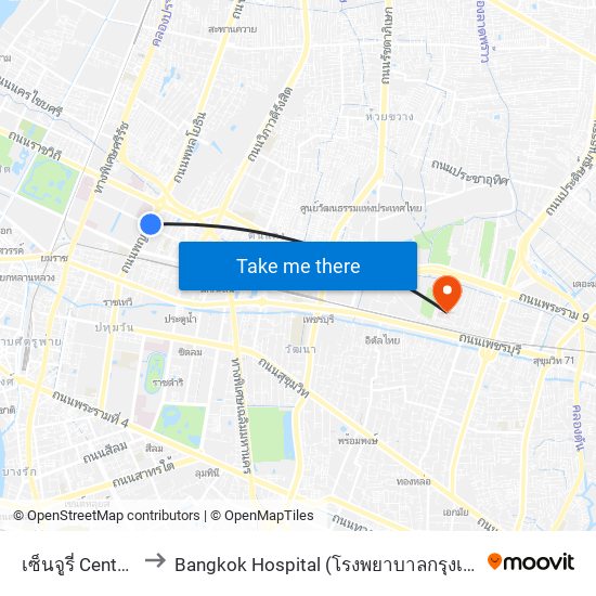 เซ็นจูรี่ Century to Bangkok Hospital (โรงพยาบาลกรุงเทพ) map