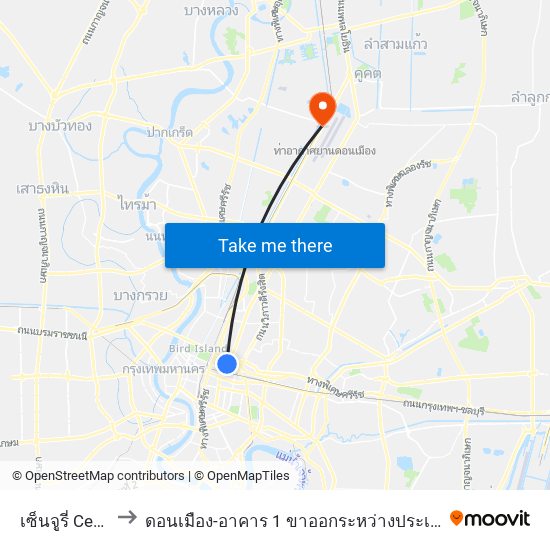 เซ็นจูรี่ Century to ดอนเมือง-อาคาร 1 ขาออกระหว่างประเทศ ประตู 5 map