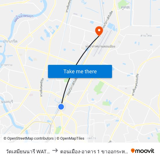 วัดเสมียนนารี WAT Samian Nari to ดอนเมือง-อาคาร 1 ขาออกระหว่างประเทศ ประตู 5 map