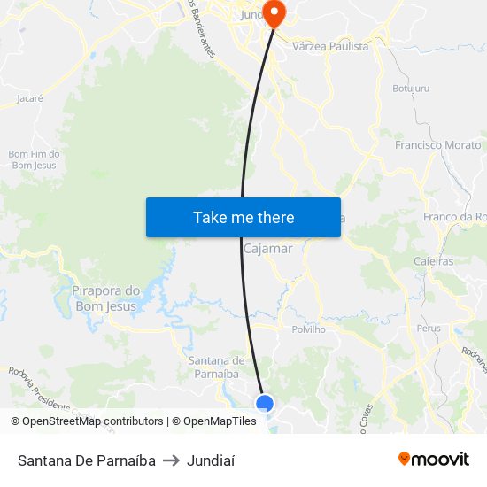 Santana De Parnaíba to Jundiaí map