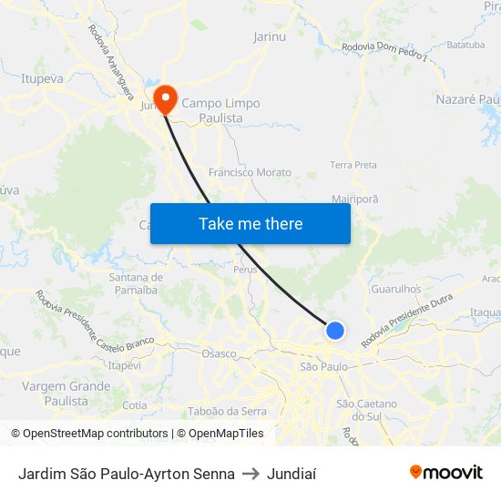 Jardim São Paulo-Ayrton Senna to Jundiaí map