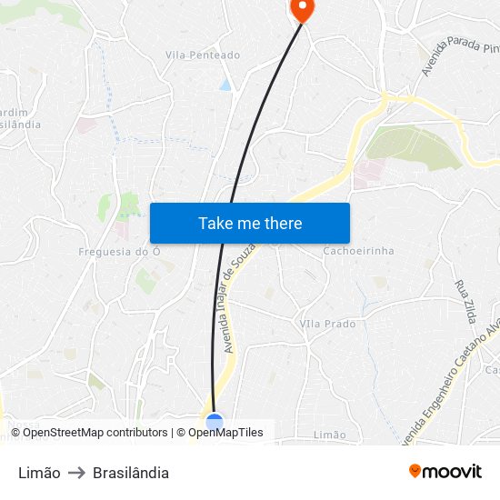 Limão to Brasilândia map