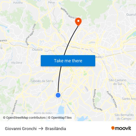 Giovanni Gronchi to Brasilândia map