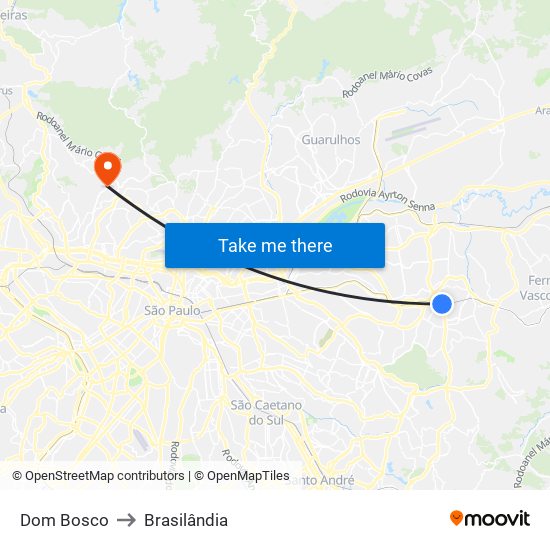 Dom Bosco to Brasilândia map