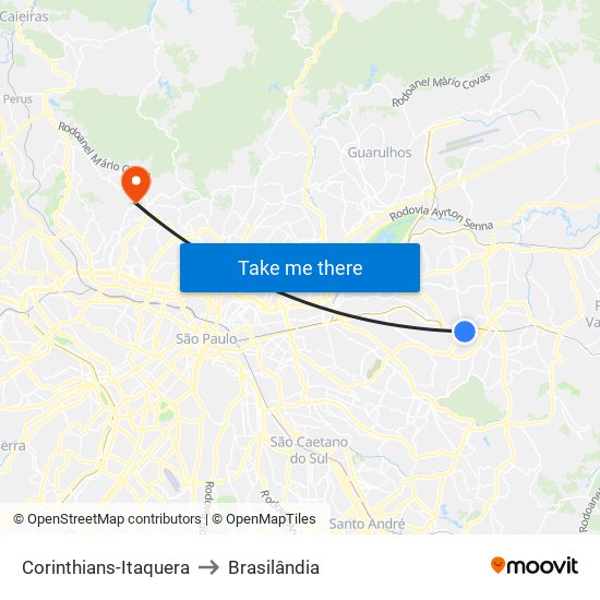 Corinthians-Itaquera to Brasilândia map