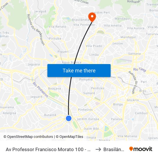 Av Professor Francisco Morato 100 - B/C to Brasilândia map