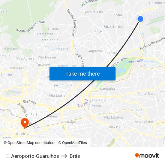 ✈️ Aeroporto-Guarulhos to Brás map