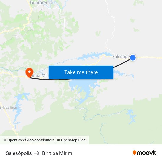 Salesópolis to Biritiba Mirim map