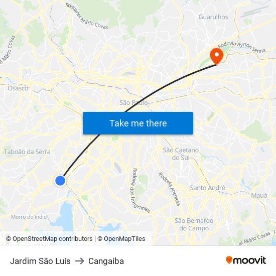 Jardim São Luís to Cangaíba map