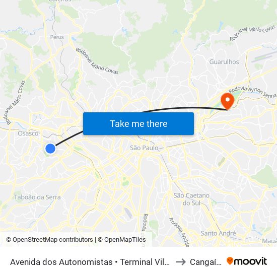 Avenida dos Autonomistas • Terminal Vila Yara to Cangaíba map