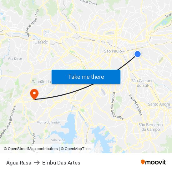 Água Rasa to Embu Das Artes map