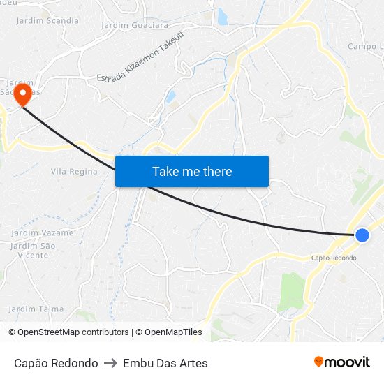 Capão Redondo to Embu Das Artes map