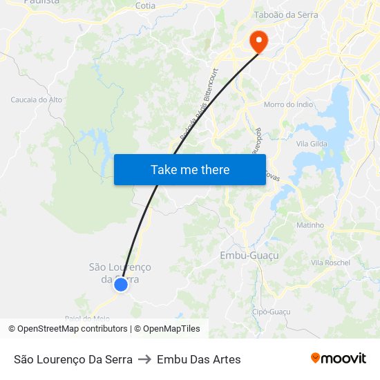 São Lourenço Da Serra to Embu Das Artes map
