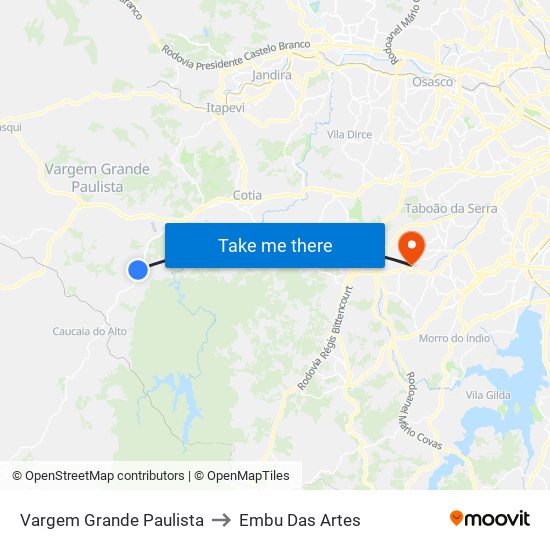 Vargem Grande Paulista to Embu Das Artes map