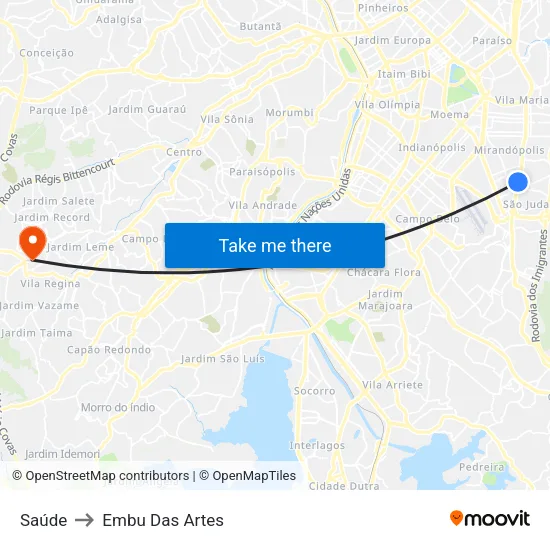 Saúde to Embu Das Artes map