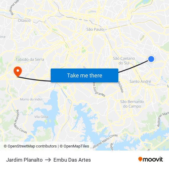 Jardim Planalto to Embu Das Artes map