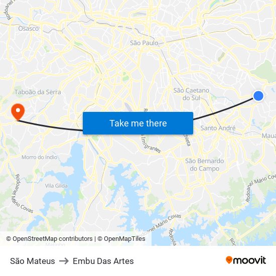 São Mateus to Embu Das Artes map