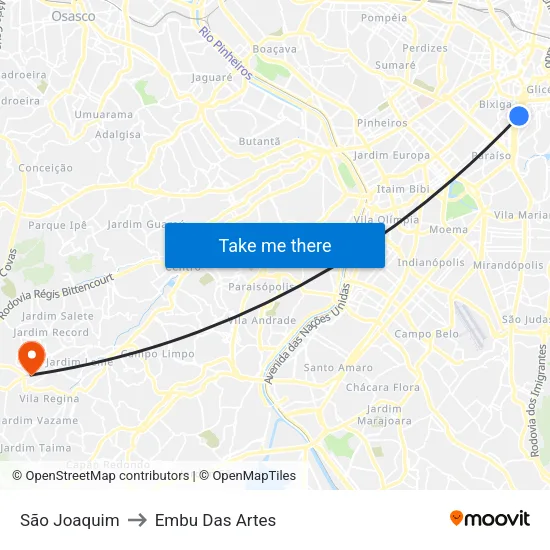 São Joaquim to Embu Das Artes map