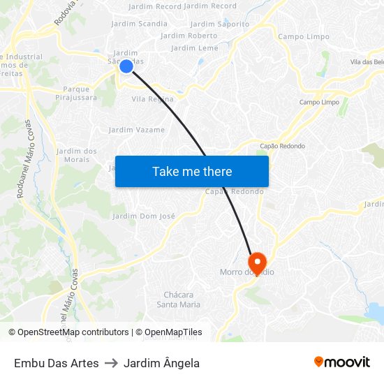Embu Das Artes to Jardim Ângela map