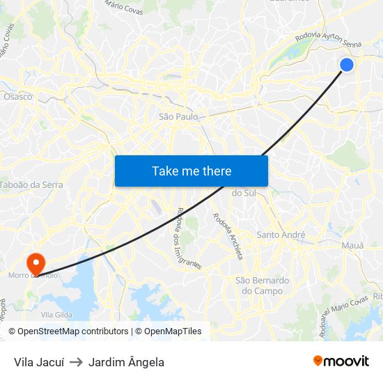 Vila Jacuí to Jardim Ângela map