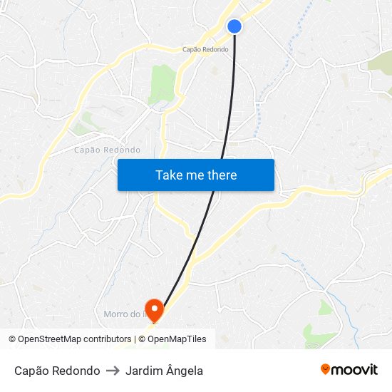 Capão Redondo to Jardim Ângela map