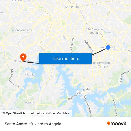 Santo André to Jardim Ângela map