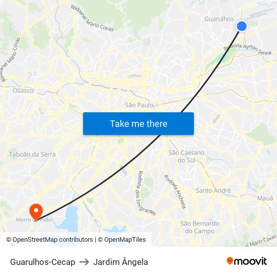 Guarulhos-Cecap to Jardim Ângela map