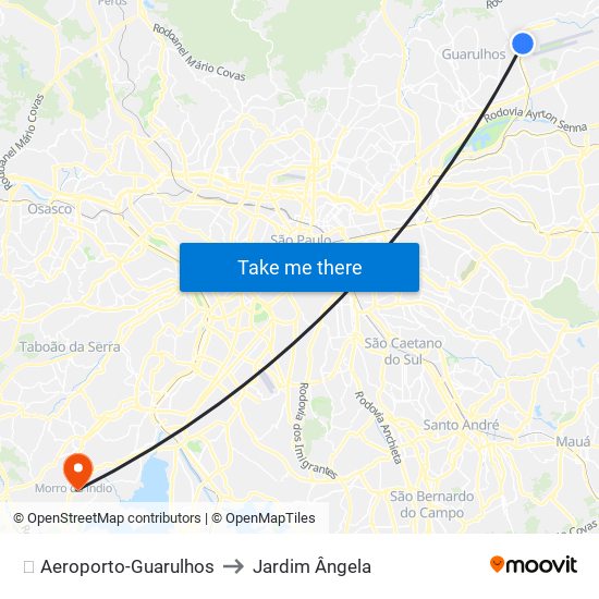 ✈️ Aeroporto-Guarulhos to Jardim Ângela map